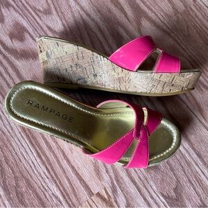 Rampage cork platform wedge sandals slides Hot Pink women’s size 7.5